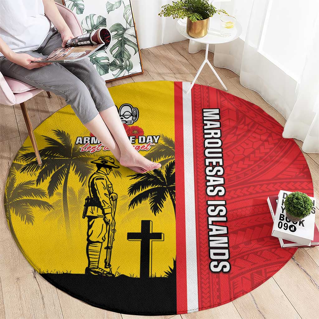 Marquesas Islands Armistice Day Round Carpet Lest We Forget Flag Style