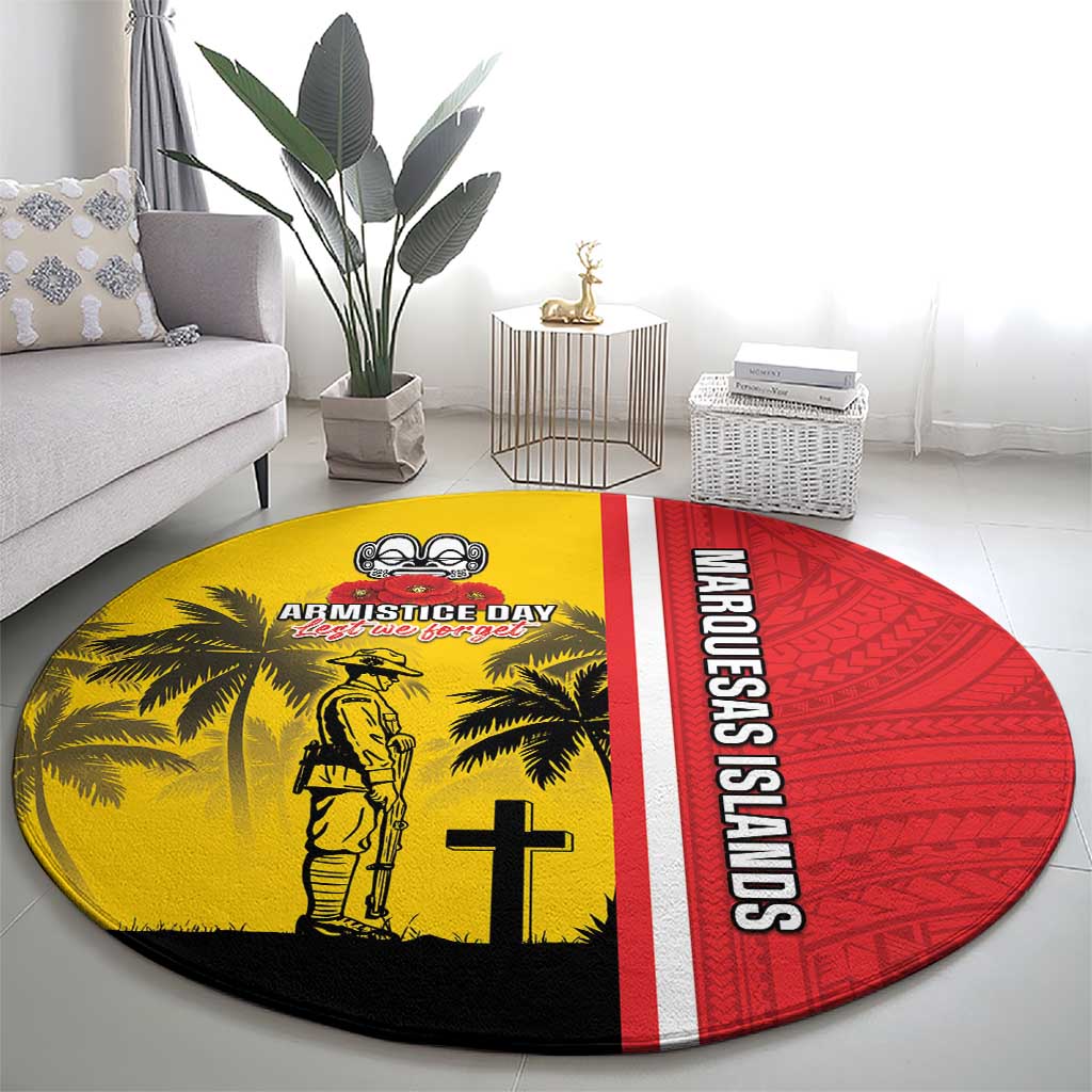 Marquesas Islands Armistice Day Round Carpet Lest We Forget Flag Style