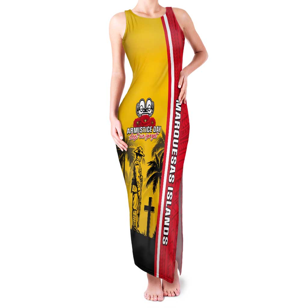 Marquesas Islands Armistice Day Tank Maxi Dress Lest We Forget Flag Style