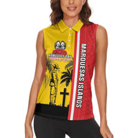 Marquesas Islands Armistice Day Women Sleeveless Polo Shirt Lest We Forget Flag Style