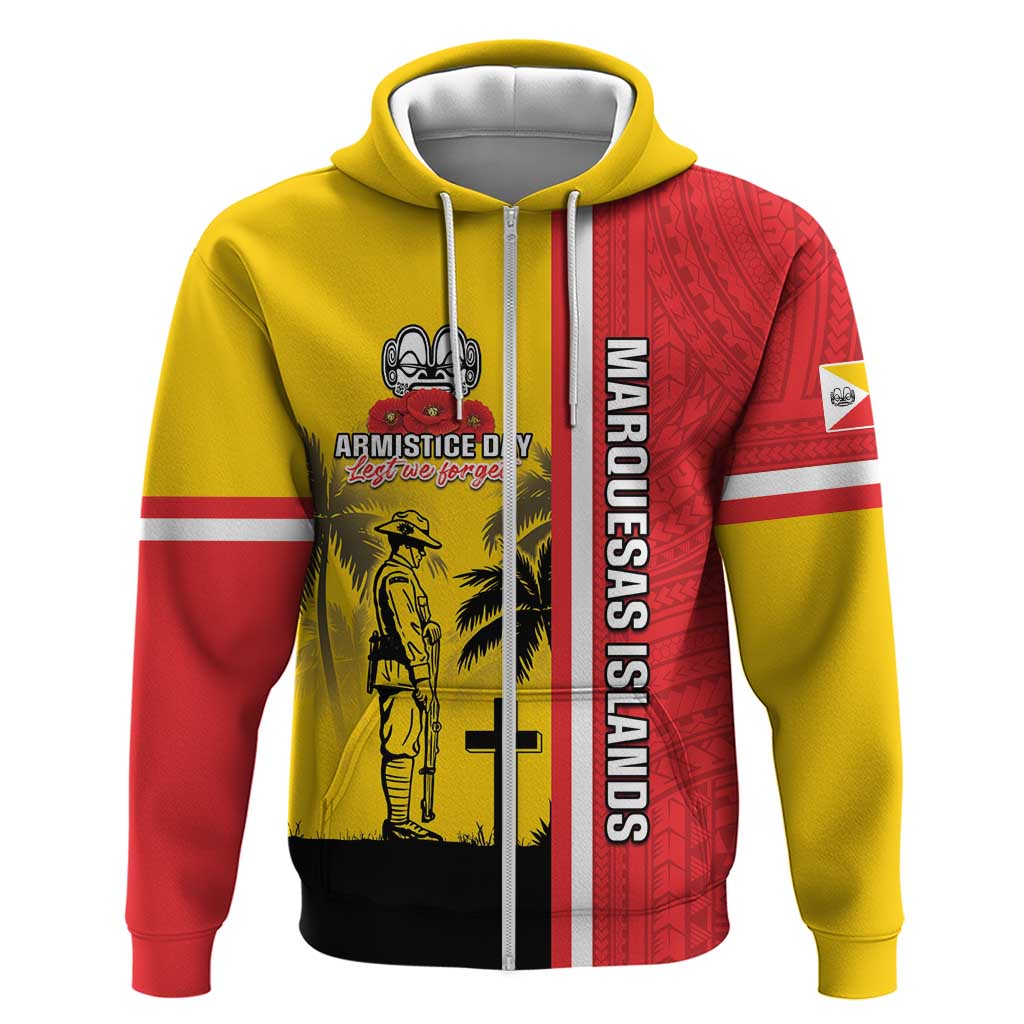 Marquesas Islands Armistice Day Zip Hoodie Lest We Forget Flag Style