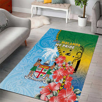 Malampa Fiji Day Area Rug Tribal Pattern With Tropical Flowers - Polynesian Pride