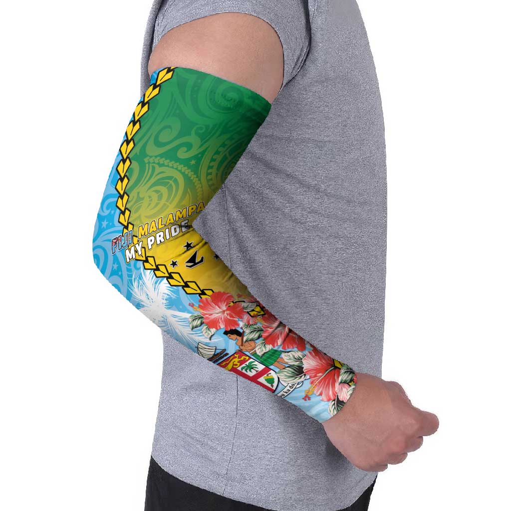 Personalised Malampa Fiji Day Arm Sleeves Tribal Pattern With Tropical Flowers - Polynesian Pride