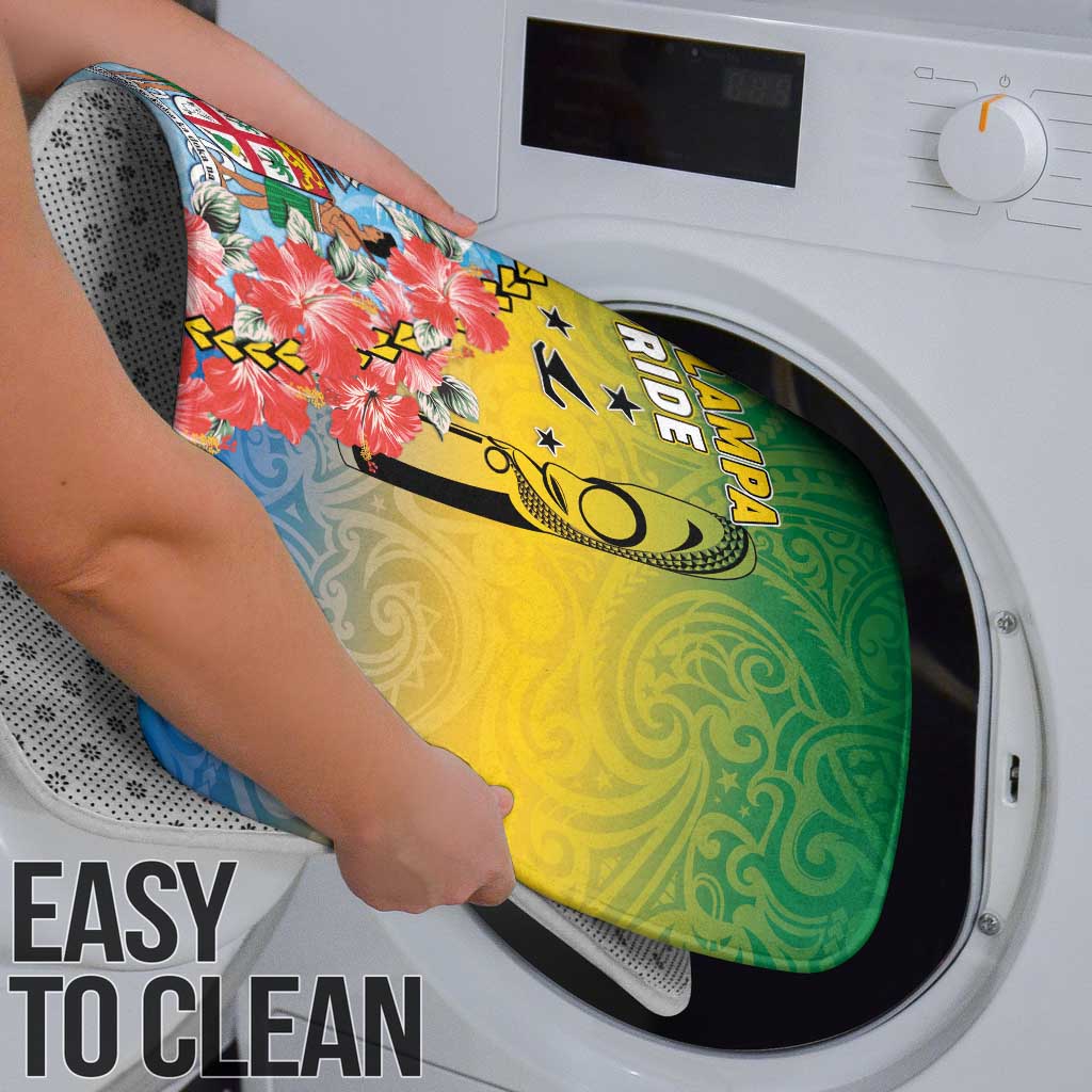 Malampa Fiji Day Bathroom Set Tribal Pattern With Tropical Flowers - Polynesian Pride