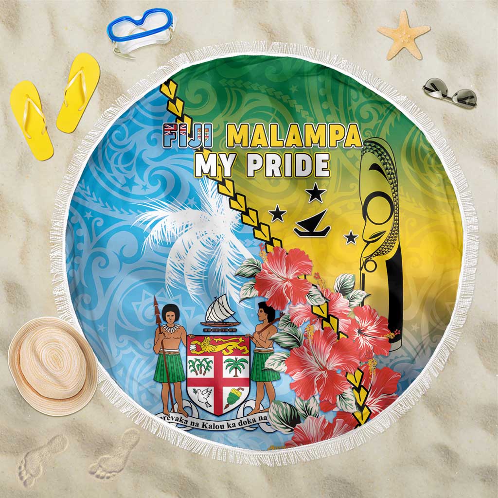 Malampa Fiji Day Beach Blanket Tribal Pattern With Tropical Flowers - Polynesian Pride
