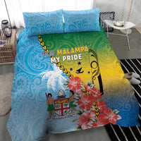 Malampa Fiji Day Bedding Set Tribal Pattern With Tropical Flowers - Polynesian Pride