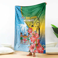 Malampa Fiji Day Blanket Tribal Pattern With Tropical Flowers - Polynesian Pride