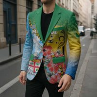 Personalised Malampa Fiji Day Blazer Tribal Pattern With Tropical Flowers - Polynesian Pride
