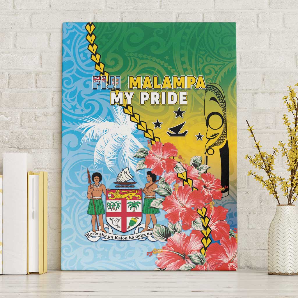 Malampa Fiji Day Canvas Wall Art Tribal Pattern With Tropical Flowers - Polynesian Pride