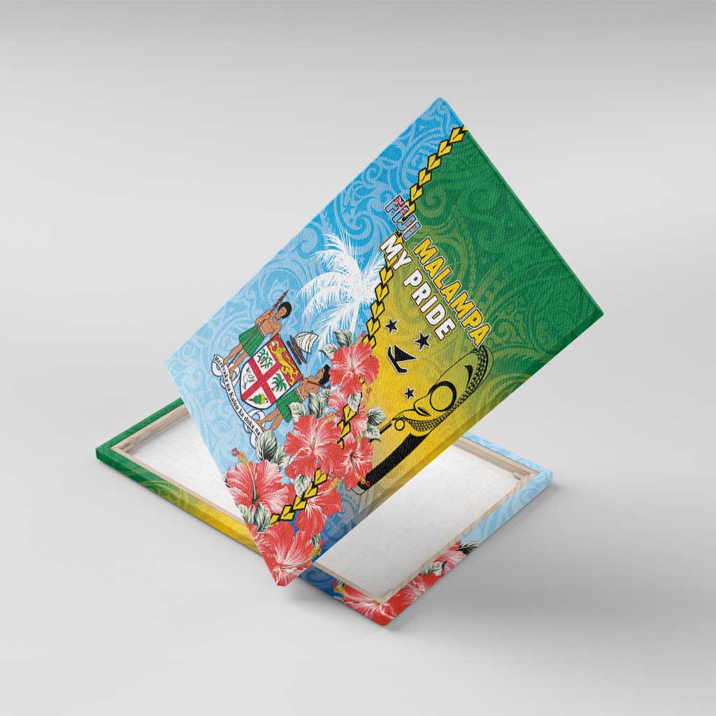 Malampa Fiji Day Canvas Wall Art Tribal Pattern With Tropical Flowers - Polynesian Pride