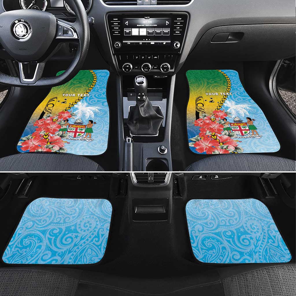 Personalised Malampa Fiji Day Car Mats Tribal Pattern With Tropical Flowers - Polynesian Pride