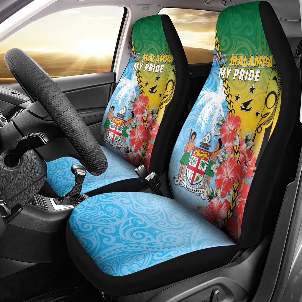 Malampa Fiji Day Car Seat Cover Tribal Pattern With Tropical Flowers - Polynesian Pride