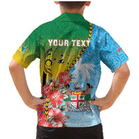 Personalised Malampa Fiji Day Family Matching Mermaid Dress and Hawaiian Shirt Tribal Pattern With Tropical Flowers - Polynesian Pride