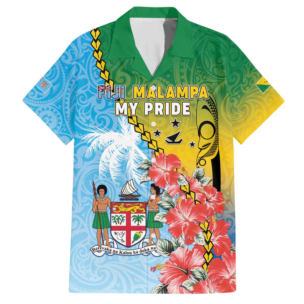 Personalised Malampa Fiji Day Family Matching Puletasi and Hawaiian Shirt Tribal Pattern With Tropical Flowers - Polynesian Pride