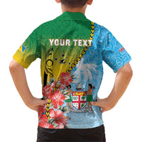 Personalised Malampa Fiji Day Family Matching Short Sleeve Bodycon Dress and Hawaiian Shirt Tribal Pattern With Tropical Flowers - Polynesian Pride