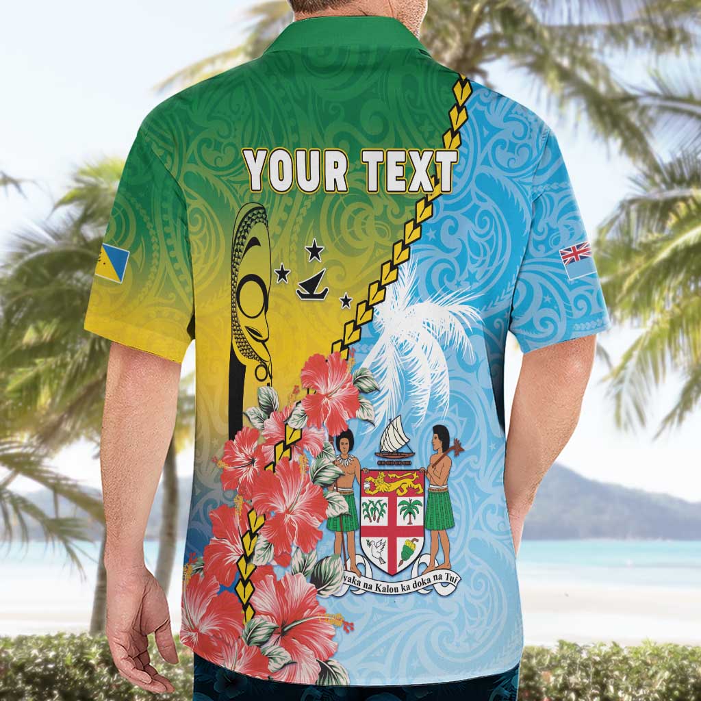 Personalised Malampa Fiji Day Hawaiian Shirt Tribal Pattern With Tropical Flowers - Polynesian Pride