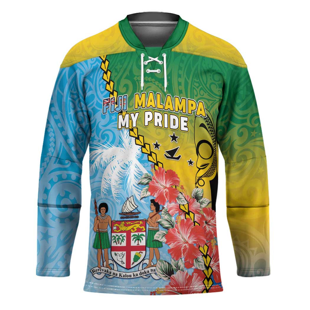 Personalised Malampa Fiji Day Hockey Jersey Tribal Pattern With Tropical Flowers - Polynesian Pride