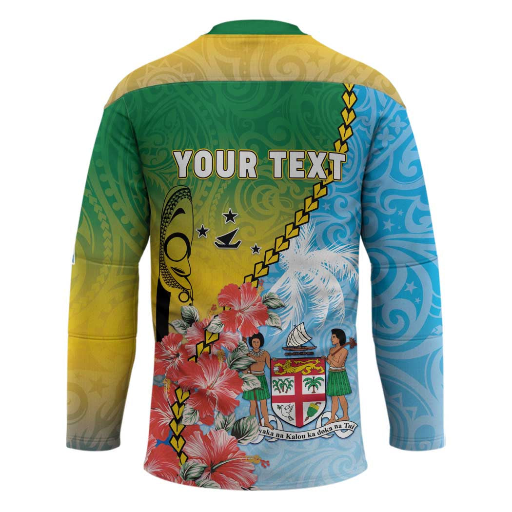 Personalised Malampa Fiji Day Hockey Jersey Tribal Pattern With Tropical Flowers - Polynesian Pride