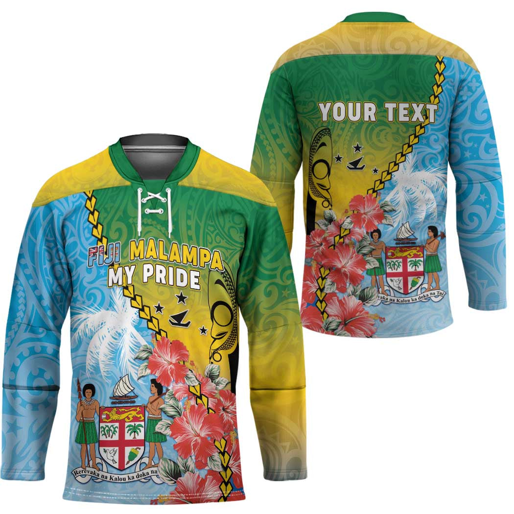 Personalised Malampa Fiji Day Hockey Jersey Tribal Pattern With Tropical Flowers - Polynesian Pride