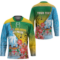Personalised Malampa Fiji Day Hockey Jersey Tribal Pattern With Tropical Flowers - Polynesian Pride