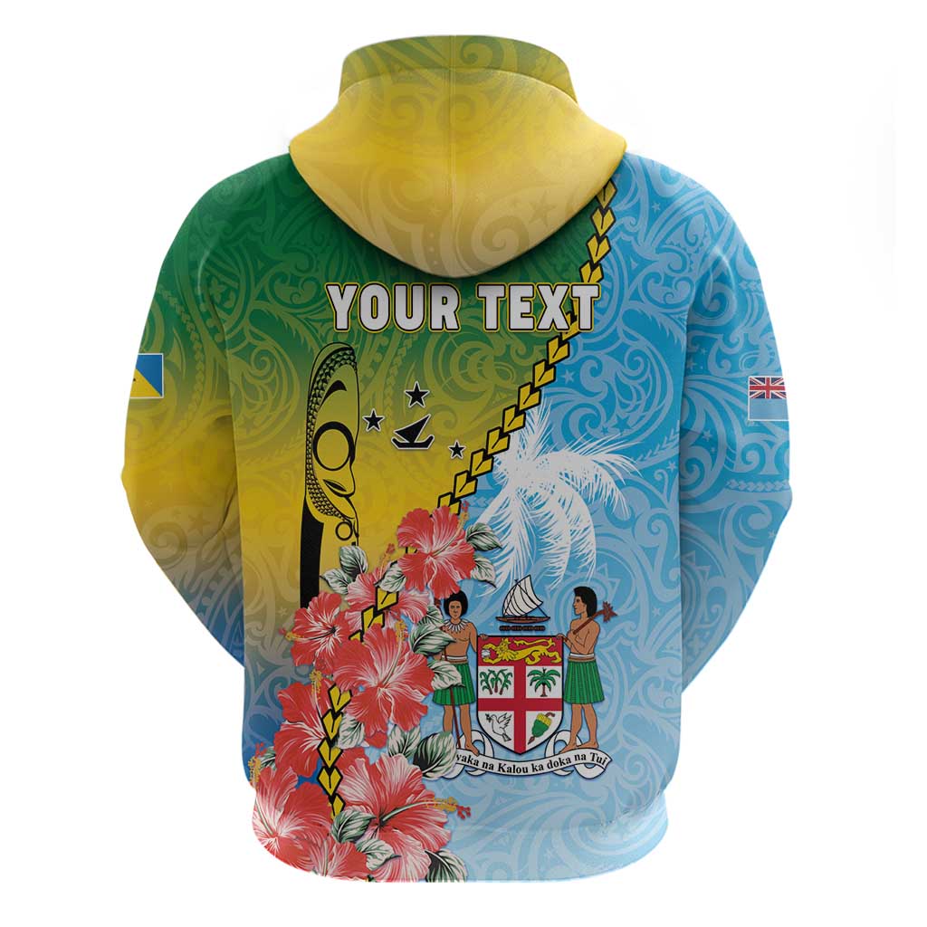 Personalised Malampa Fiji Day Hoodie Tribal Pattern With Tropical Flowers - Polynesian Pride