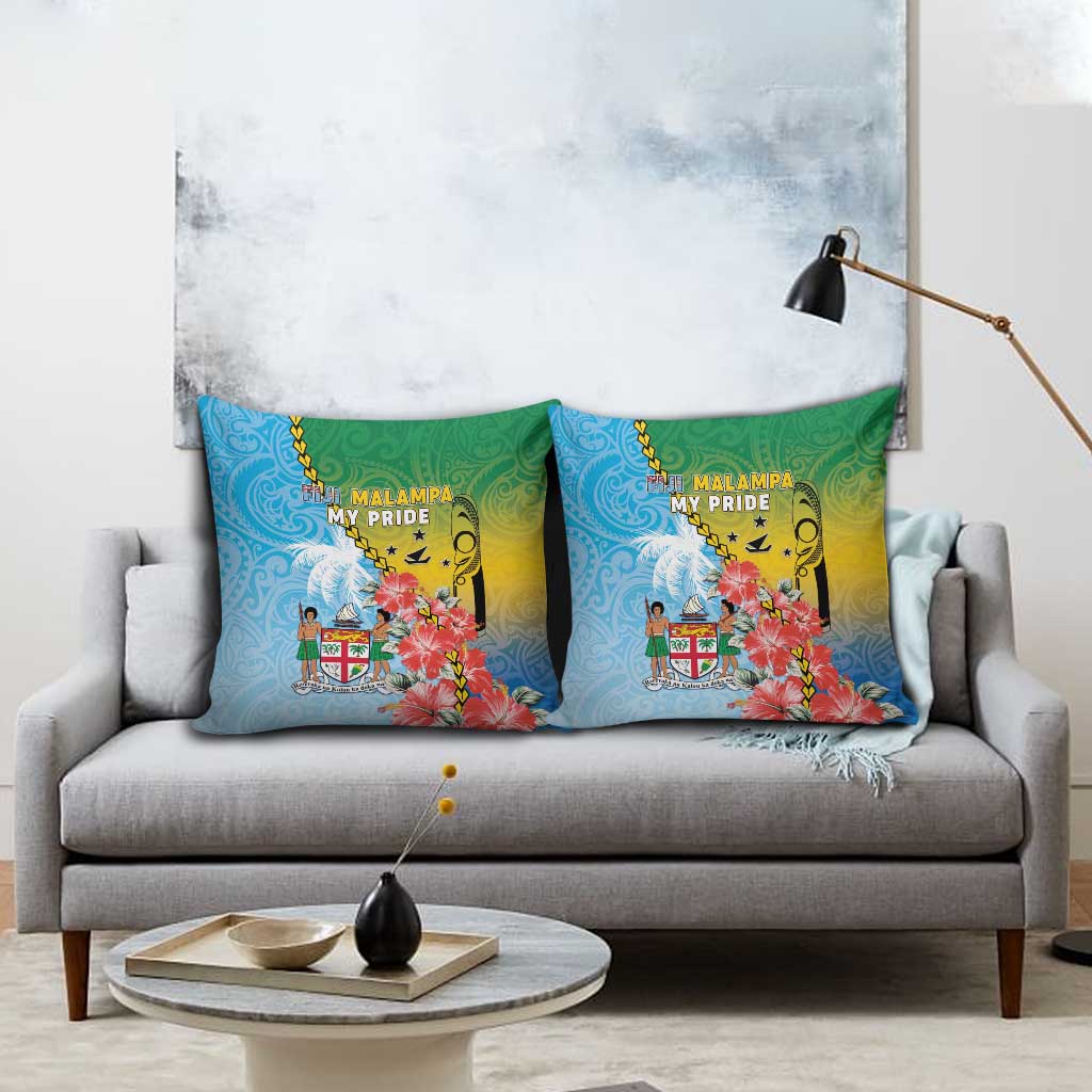 Malampa Fiji Day Pillow Cover Tribal Pattern With Tropical Flowers - Polynesian Pride