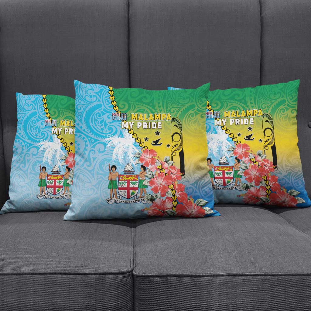 Malampa Fiji Day Pillow Cover Tribal Pattern With Tropical Flowers - Polynesian Pride