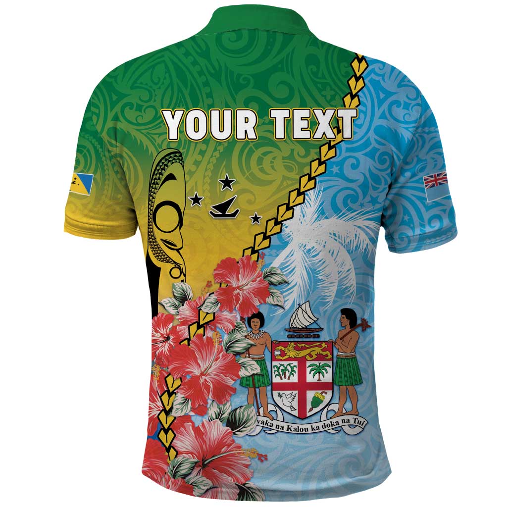 Personalised Malampa Fiji Day Polo Shirt Tribal Pattern With Tropical Flowers - Polynesian Pride