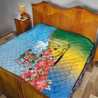 Malampa Fiji Day Quilt Tribal Pattern With Tropical Flowers - Polynesian Pride