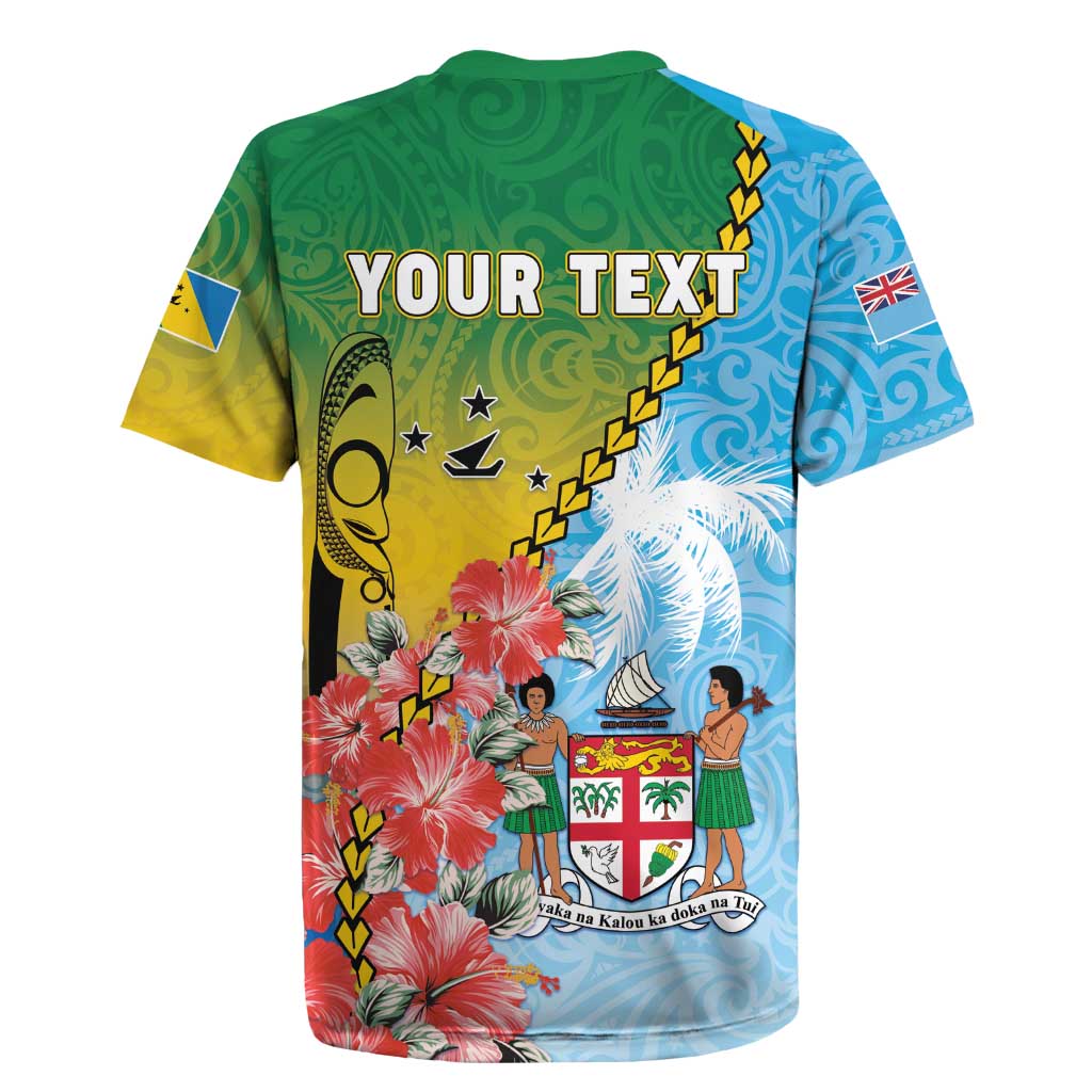 Personalised Malampa Fiji Day Rugby Jersey Tribal Pattern With Tropical Flowers - Polynesian Pride