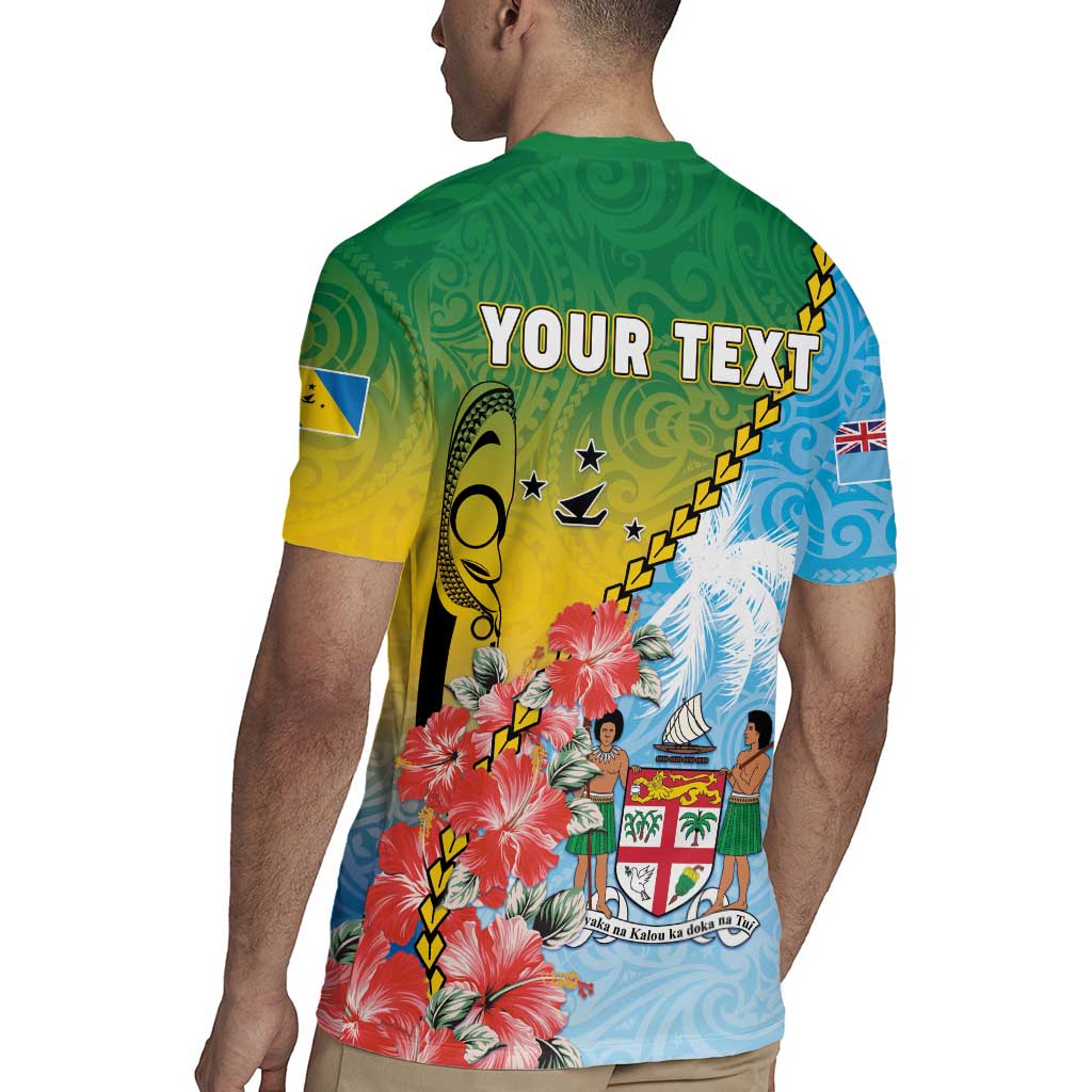 Personalised Malampa Fiji Day Rugby Jersey Tribal Pattern With Tropical Flowers - Polynesian Pride