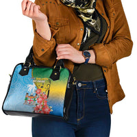 Malampa Fiji Day Shoulder Handbag Tribal Pattern With Tropical Flowers - Polynesian Pride