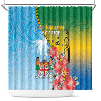 Malampa Fiji Day Shower Curtain Tribal Pattern With Tropical Flowers - Polynesian Pride