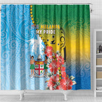 Malampa Fiji Day Shower Curtain Tribal Pattern With Tropical Flowers - Polynesian Pride