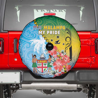Malampa Fiji Day Spare Tire Cover Tribal Pattern With Tropical Flowers - Polynesian Pride