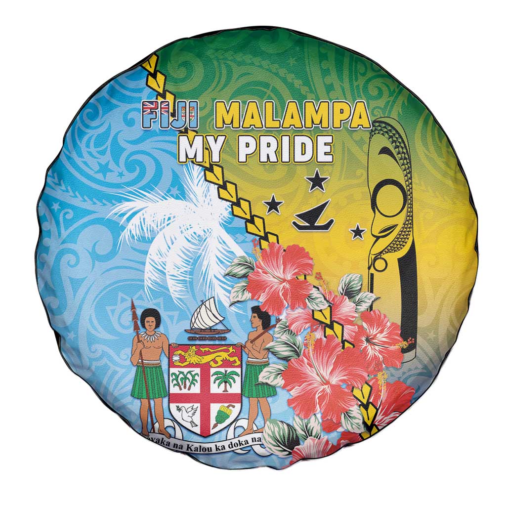 Malampa Fiji Day Spare Tire Cover Tribal Pattern With Tropical Flowers - Polynesian Pride