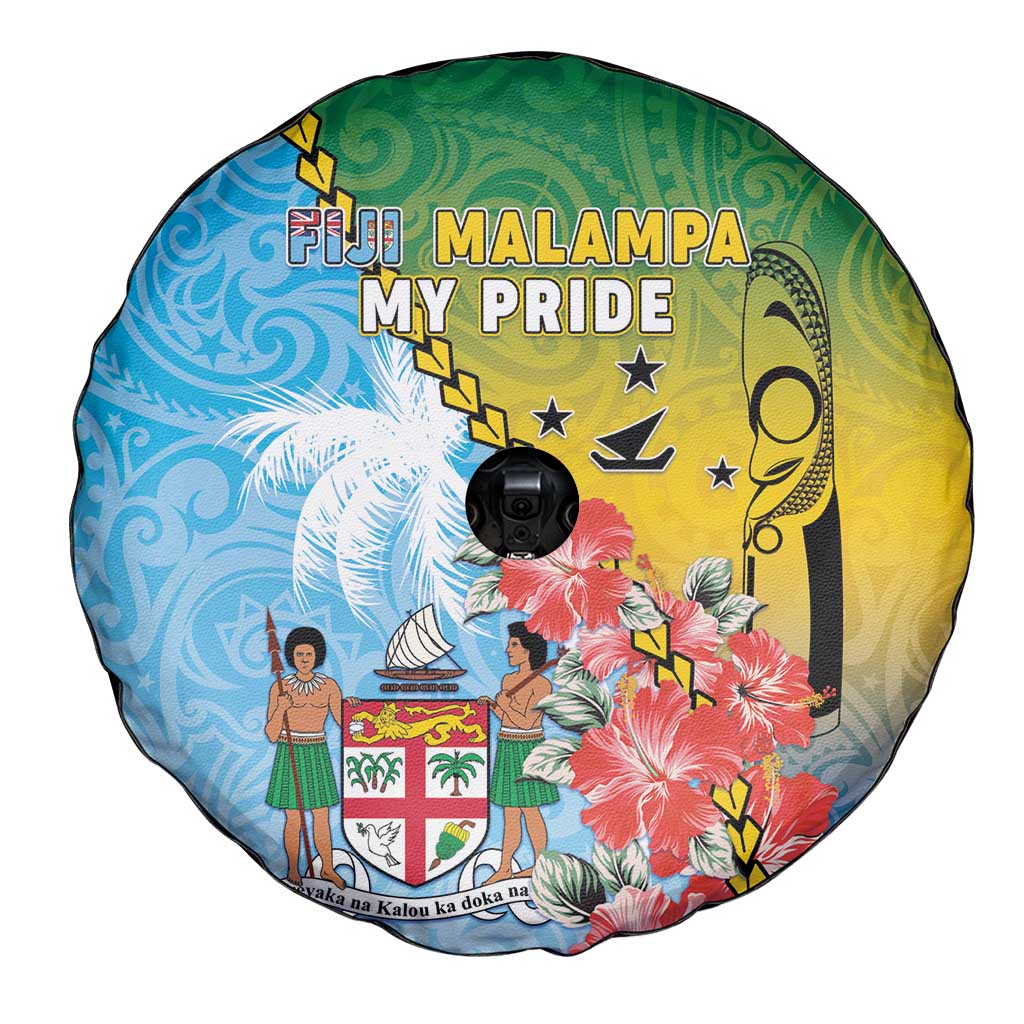 Malampa Fiji Day Spare Tire Cover Tribal Pattern With Tropical Flowers - Polynesian Pride