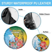 Malampa Fiji Day Spare Tire Cover Tribal Pattern With Tropical Flowers - Polynesian Pride