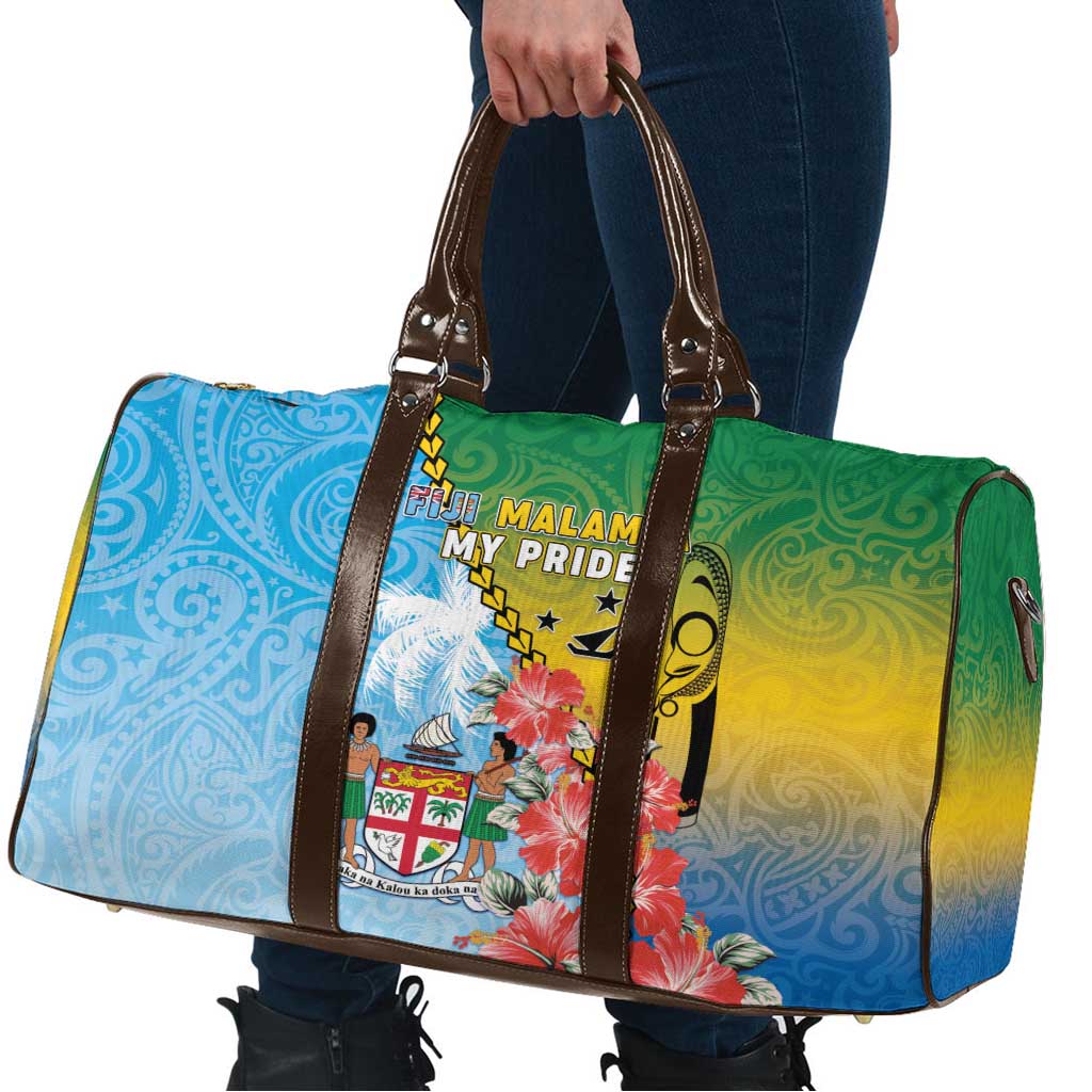 Malampa Fiji Day Travel Bag Tribal Pattern With Tropical Flowers - Polynesian Pride