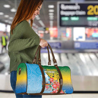 Malampa Fiji Day Travel Bag Tribal Pattern With Tropical Flowers - Polynesian Pride