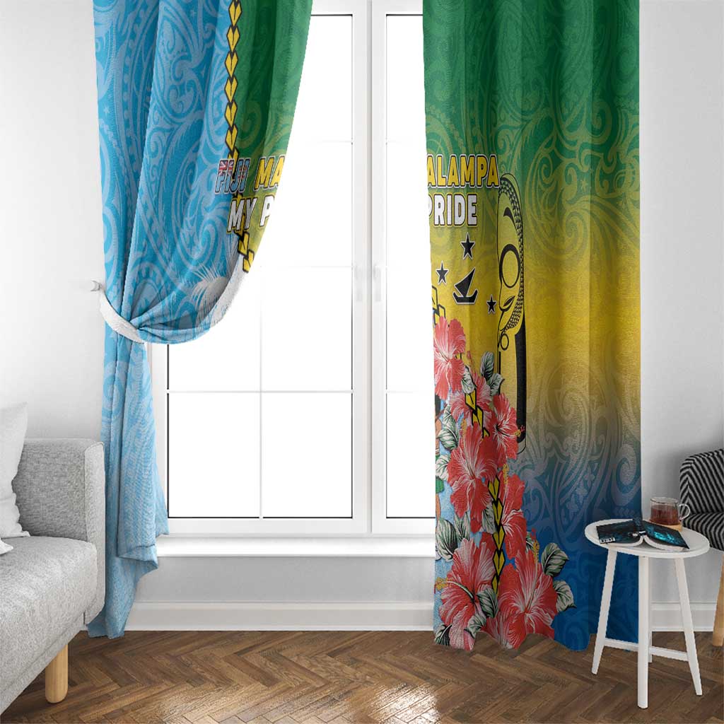 Malampa Fiji Day Window Curtain Tribal Pattern With Tropical Flowers - Polynesian Pride