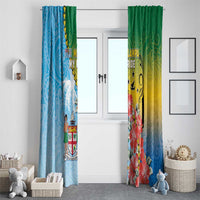 Malampa Fiji Day Window Curtain Tribal Pattern With Tropical Flowers - Polynesian Pride