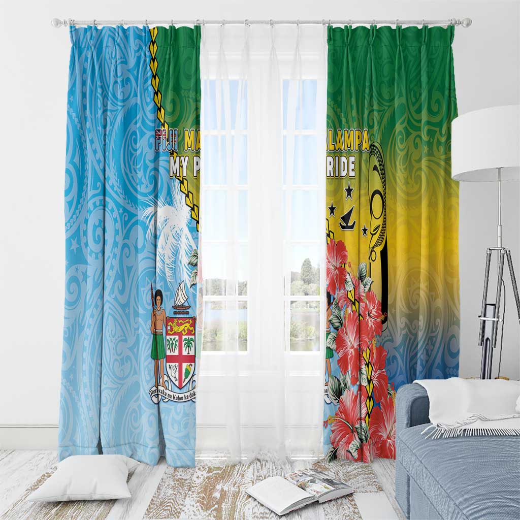 Malampa Fiji Day Window Curtain Tribal Pattern With Tropical Flowers - Polynesian Pride