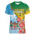 Personalised Malampa Fiji Day Women V-Neck T-Shirt Tribal Pattern With Tropical Flowers - Polynesian Pride
