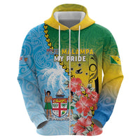 Personalised Malampa Fiji Day Zip Hoodie Tribal Pattern With Tropical Flowers - Polynesian Pride