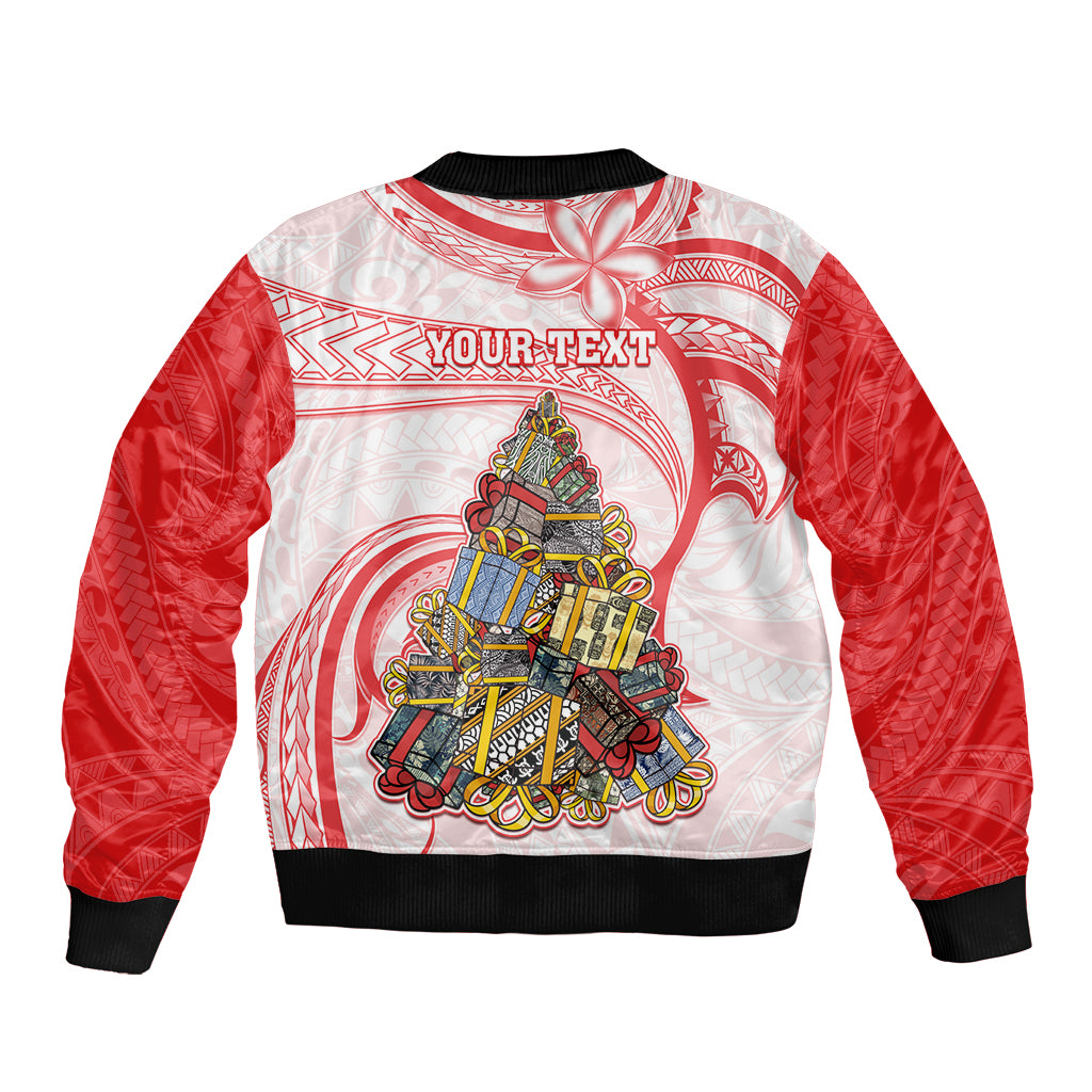 Personalized Happy Boxing Day Sleeve Zip Bomber Jacket Polynesian Gift Boxes Christmas Tree LT05 - Polynesian Pride