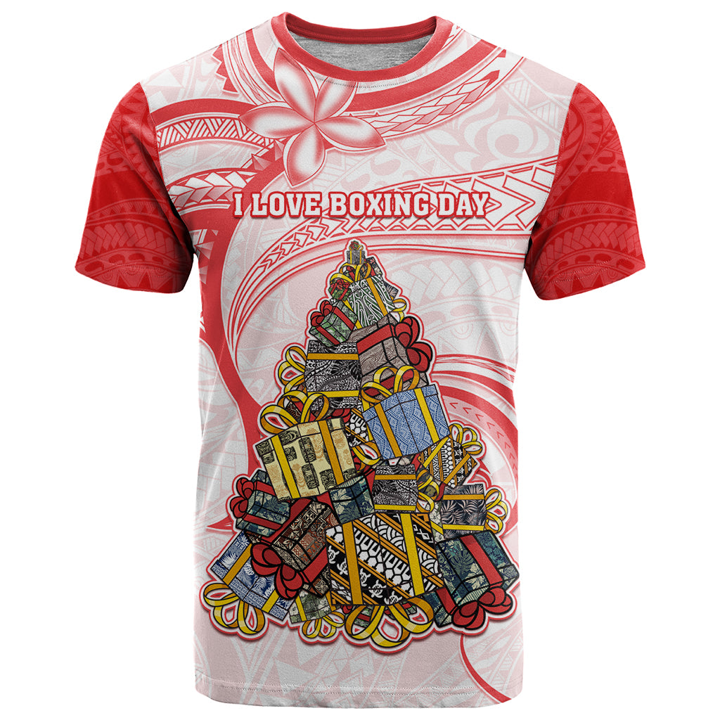 Personalized Happy Boxing Day T Shirt Polynesian Gift Boxes Christmas Tree LT05 Red - Polynesian Pride
