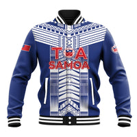Custom Rugby Toa Samoa Baseball Jacket Samoan Tatau Blue Version LT05 Unisex Blue - Polynesian Pride