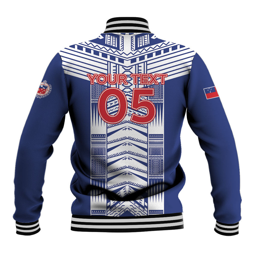 Custom Rugby Toa Samoa Baseball Jacket Samoan Tatau Blue Version LT05 - Polynesian Pride