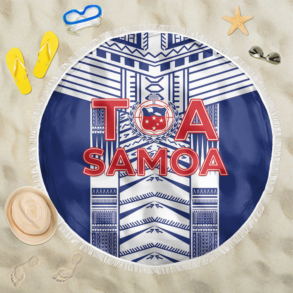 Rugby Toa Samoa Beach Blanket Samoan Tatau Blue Version LT05 One Size 150cm Blue - Polynesian Pride